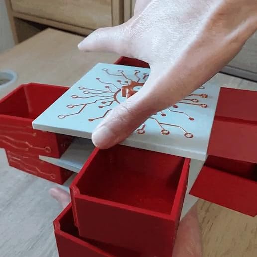 Générique Organisateur 2 Étages Circuit Imprimé – 8 Compartiments – Boîte de Rangement Geek – PLA Rouge/Blanc – Idéal Atelier/Bureau (1 étage)