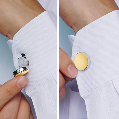 HONEY BEAR Manchetknopen voor heren, wit, parelschaal, steen/zwart, agaat, onyx, manchetknopen, roestvrij staal, manchetknopen, buttonCuff, knoopclips voor gewone overhemden, herbruikbaar - Image 4