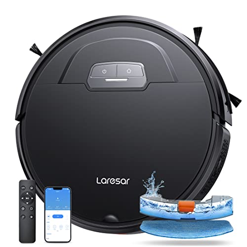 Laresar Evol 3 Robot Vacuum Cleaner With Mop Function - 4500Pa Super Thin Black Vacuum - 180 Minutes Battery Life - App/Remote/Voice Control - Ideal for Hard Floors, Pet Hair, Carpet