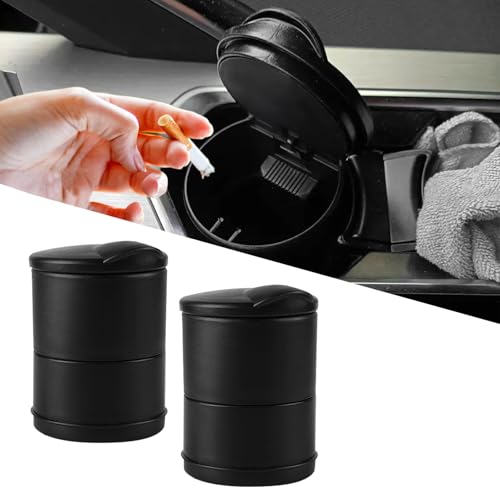 Image of 2PCS Portable Car Ashtray With Lid, Smokeless Ashtray, Smokeless Self-Extinguishing Cigarette Ashtray Cup Holder, Mini Smell-Proof Auto Interior Trash Can Organizer Universal for Car and Home