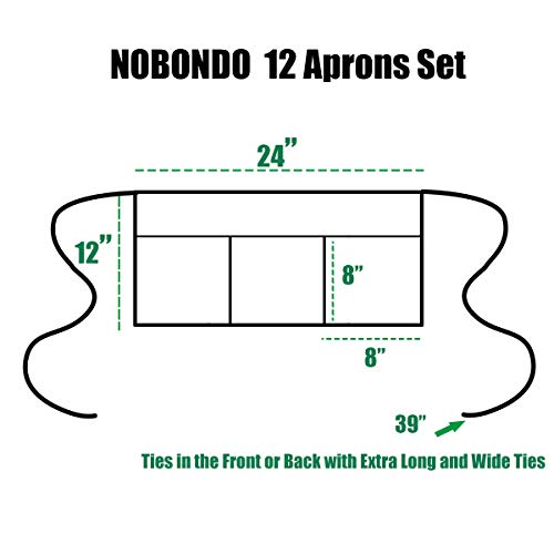 image for NOBONDO 12 Pack Waitress Aprons with 3 Pockets - Waist Aprons for Wome