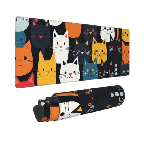 Tapis de souris grand format chat 80x30 cm antidérapant - 6