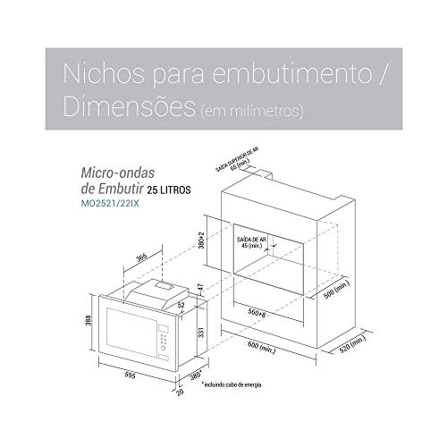 Forno de micro-ondas de embutir Suggar 25L 110V MO2521IX