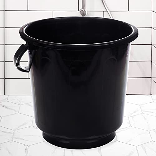 Image of Kuber Industries Plastic Bucket for Bathroom|Bucket for Bathing|Unbreakable with Handle|16 Liter (Black)