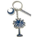 Westmon Works South Carolina Keychain Palmetto Tree and Moom Charms State Flag Style Vacation Souvenir Metal Key Ring