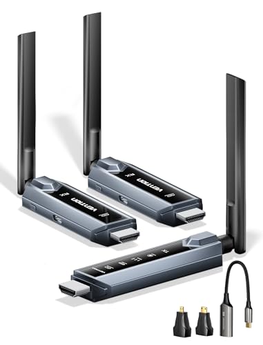 Image of VENTION Wireless HDMI Transmitter and Receiver 656FT with LED Screen, Up to 6 RXs, Heat-Control, Plug & Play Wireless HDMI Extender Kit 4K Decode to Monitor from PC /Projector /TV Box(1TX+2RX)