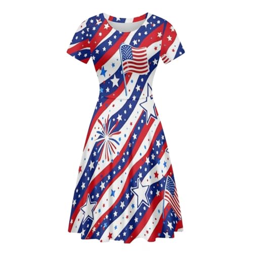 Image of POLERO Sunflower Dress for Women Floral Summer Dresses Short Sleeve Casual Sundresses Midi Dresses