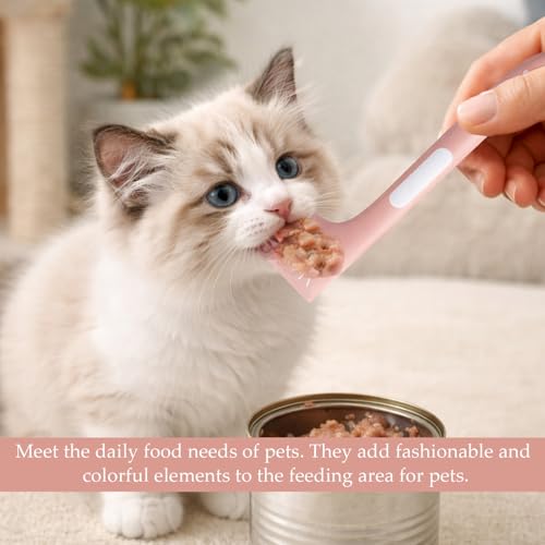 BOBITALK 4 Stück Katzenfutter Löffel, Futterlöffel Katze Dosenlöffel Tierfutterlöffel Silikon Tierfutter Dosenlöffel Mischlöffel Tierfutter Katzen Löffel Lang