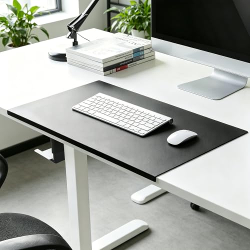 Schreibtischunterlage Mit Kantenschutz,Leder Mit Kantenschutz, Wasserdicht Und Rutschfest, Tischunterlage, Geeignet Für Büro, Zuhause, Arbeit, Studium, Tippen, Schwarz (90 * 40CM)