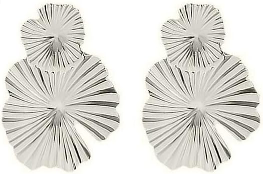 Boho Layered Flower Statement Earrings for Women 14k Gold Large Floral Petal Dangle Earrings Stylish Vintage Flower Drop Earrings Charm Jewelry Gifts - Image 8