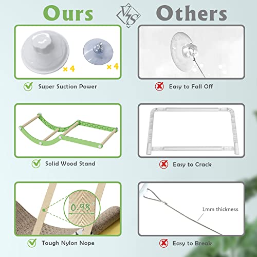 Lesnox Cat Window Perch, 2 In 1 Large Cat Hammock For Indoor Cats, With 8 Strong Suction Cups, Breathable And Washable Cat Perch, With Durable Cat Scratching Board, Weighted Up To 44Lbs #TOP4