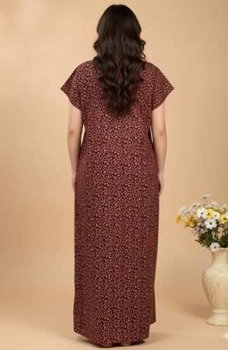Image of Bahumaan Pure Cotton Nighty for Woman | Maxi Nighty for Women Cotton | Night Gown for Women with Pocket, Ideal for Loungewear