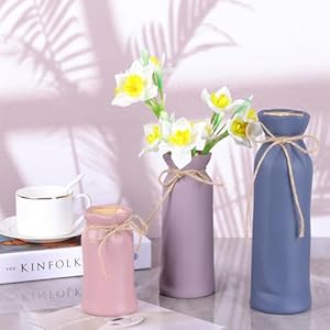 Purple Pink Blue Ceramic Set of 3 Pottery Vase, Neutral Rustic Vases Home Decor, Modern Farmhouse Table Centerpiece Small Ceramic Vase for Kitchen Above Cabinet Shelves Bookshelf Decor Purple Pink Blue Ceramic Set of 3 Pottery Vase Neutral Rustic Vases Home Decor Modern Farmhouse Table Centerpiece Small Ceramic Vase for Kitchen Above Cabinet Shelves Bookshelf Decor