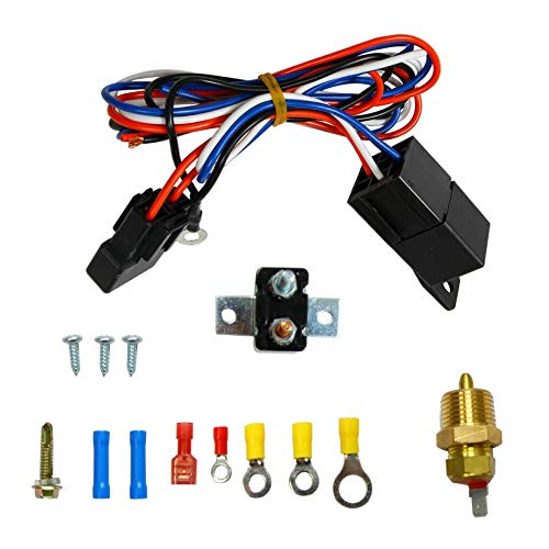 Blackhorse-Racing 16" 16 Inch Electric Radiator Fan High 3000 + Cfm Thermostat Wiring Switch Relay Kit Black #TOP3