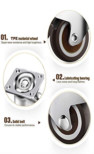 GBL Heavy Duty Castor Wheels + Screws - 25mm up to 40KG - Pack of 4 No Floor Marks Silent Caster for Furniture - Rubbered Trolley Wheels - Silver Castors