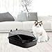Open Litter Box Kitten Toilet Splashproof Cat Sandbox Cartoon Appearance Heighten 50x34x18cm Kitty Litter Pan Cat Litter Tray, Black