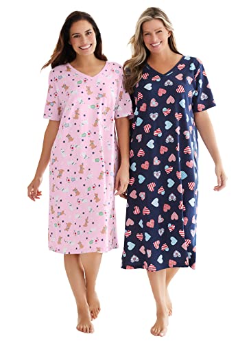 Dreams & Co. Women's Plus Size Print Sleepshirt Nightgown - 5X/6X, Classic Leopard Multicolored #TOP4