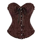 Frawirshau Brown Renaissance Steampunk Women Pirate Costume Outfits Medieval Corset Size L