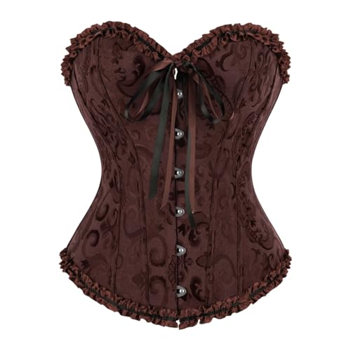 frawirshau Womens Renaissance Corset Top lace up Corset Costume for Renaissance Fair Halloween Pirate Gothic Vintage Cosplay Brown S