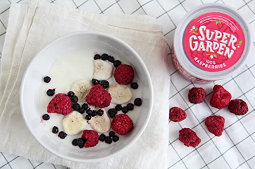 Super Garden Freeze Dried Raspberries | Crunchy Whole Berries | Freeze Dried Berries for Snacking, Topping, or Baking | Delicious Freeze Dried Fruit is perfect Camping Food | No Added Sugar and 100% Pure Raspberry | 0.88oz