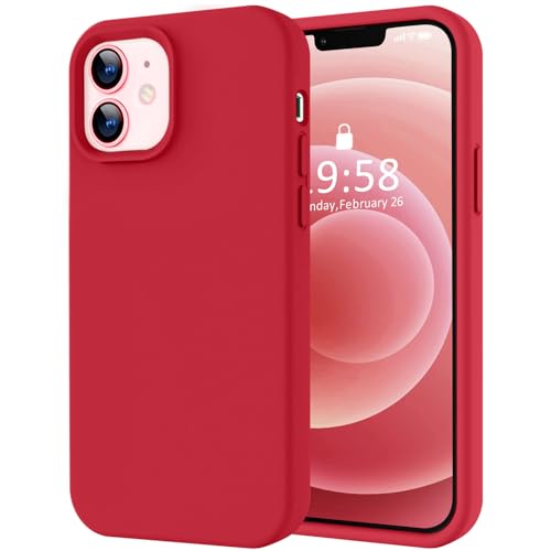 Image of LOVE 3000 Designed for iPhone 12 Case /iPhone 12 Pro Case, Premium Silicone with [Soft Anti-Scratch Microfiber Lining] Shockproof Protective Phone Case for Men Women Girls 6.1 inch, Red