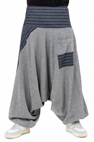 Sarouel en coton gris Lioran pantalon bouffant élastique grand confort taille S à 3XL