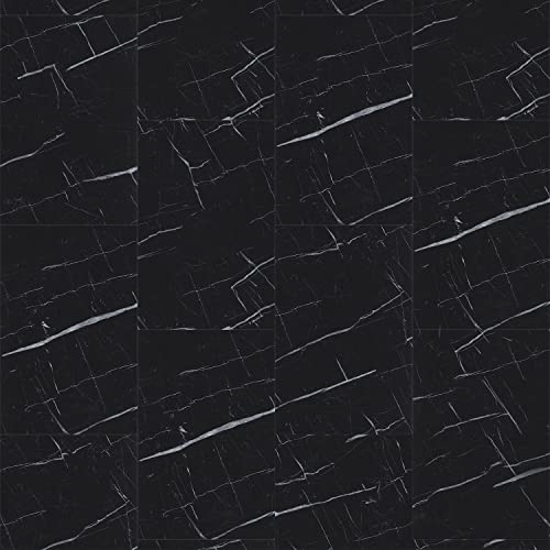 LUCiDA SURFACES Luxury Vinyl Flooring Tiles-Interlocking Flooring for DIY Installation-8 Stone-Look Planks-Nero Marquina-TerraCore-16 Sq. Feet, Box of 8 Tiles