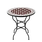Versátil: como mesa de restaurante, mesa de jardín, mesa de balcón, mesa de cocina o pequeña mesa de comedor, la mesa de mosaico Estrella Bordaux aporta un toque mediterráneo oriental blanco al jardín, balcón, terraza, cocina y salón.