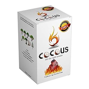 Cocous Natural Coconut Charcoal Incense Hookah Shisha Narguile Coal Coconut Shell Briquette Coals 1KG-72 Pieces 25mm Cubes