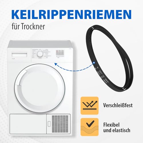 VIOKS Keilrippenriemen Keilriemen Riemen 1992 PH 7 Ersatz für Bauknecht 481935828002 Bosch Siеmens 00753220 BSH 9000 858 513 Indesit C00375170 Trockner Wäschetrockner Rippenriemen Antriebsriemen