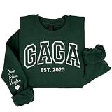 HHLYN14 Personalized Gaga Embroidered Sweatshirt, Custom Name Crewneck Gift for Women, Unique Family Apparel, Cozy Outfit for Mom or Grandma, Holiday Present for Her, Warm Winter Keepsake Sweater
