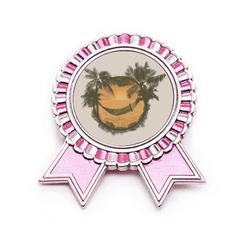 Broche cocotier rose et hamac idéale pour personnaliser vos vestes de vacances