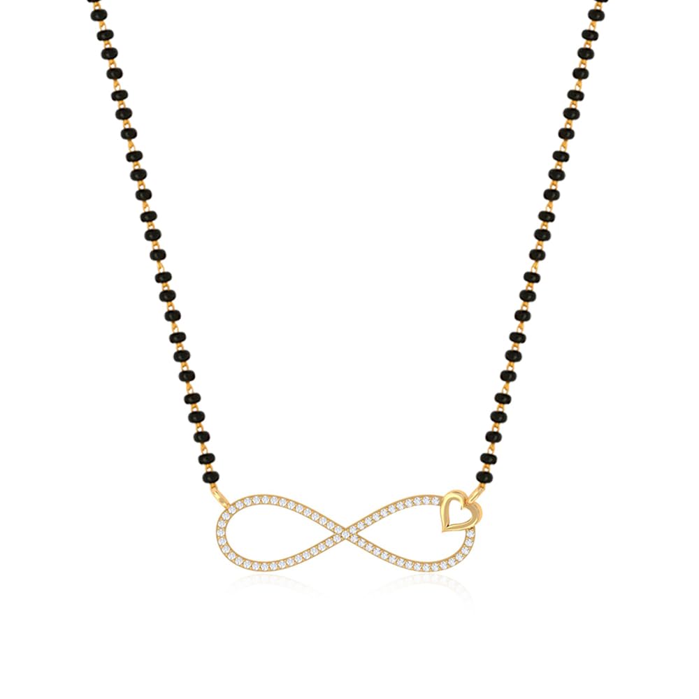 unniyarcha Infinity 24K Gold-Plated Modern Mangalsutra Necklace with CZ Pendant Heart Design with Black Beads Chain for Women | BIS 925 Sterling Silver Modern Women Jewelry, Soft on Skin, Adjustable-picture-21