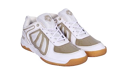 RXN Badminton Shoes for Men (WHITE-GOLD, numeric_8)-picture-15