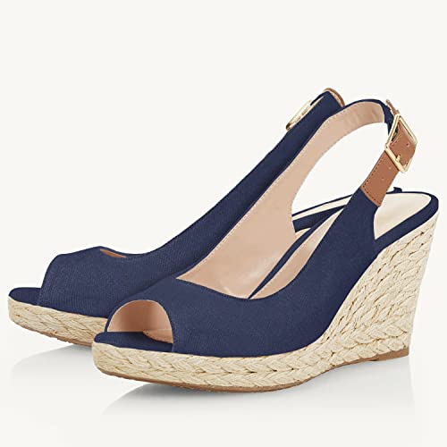 Image of Juliet Holy Womens Wedge Sandals Peep Toe Espadrilles Platform Ankle Strap Slingback Comfort Summer Dressy Shoes