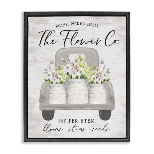 Vintage Truck Floral Bouquet Sign, 24 x 30 Inch Canvas in Floater Frame