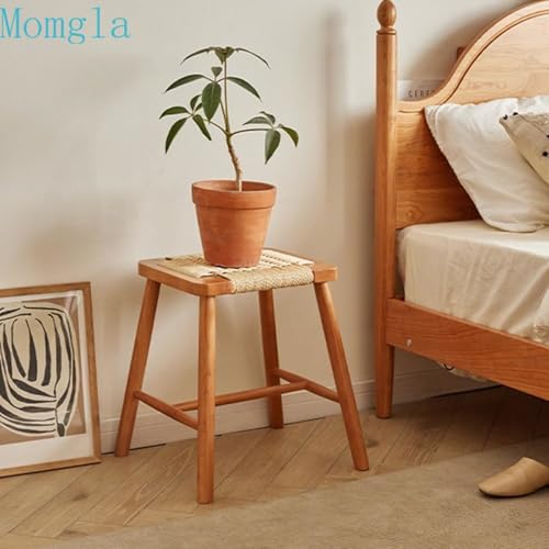 Momgla スツール 木製 四角 天然木 無垢材 完成品 ウッドスツール チェア 椅子 ダイニングチェア リビングチェア 頑丈 ダイニング ダイニング 玄関 北欧 コンパクト (ダークブラウン) [5]