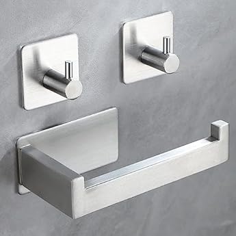 Foto di YIGII Portarotolo Carta Igienica e 2 Pezzi Ganci Adesivi per Bagno, Cucina, in Acciaio Inox