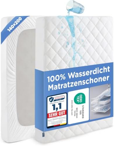 BEDSURE Matratzenschoner 140x200cm Wasserdicht - Matratzenbezug Weiß | Nässeschutz Öko-Tex 100, Matratzenauflage für Allergiker 40°C Waschbar Unfallschutz rutschfest Weich Matratze