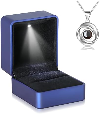 VHIONER Personalised Photo Projection Necklace, 925 Silver Custom Name I Love You 100 Languages Pendant Friendship Birthday Anniversary MemorialJewelry Gifts Women Girls