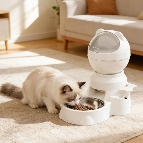 Distributeur nourriture chat intérieur bol interactif bouton 1,5 L - 4
