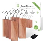 Cedarwood Moth Repellent for Wardrobes Pack of 8 Cedar Wood Hanging Blocks | 100% Natural Cedar Wood Moth Hangers for Clothes Protection | UK Moths Deterrent & Killer for Drawers with Sandpaper