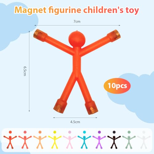 Umllpet Mini Magnetische Figuren Spielzeug für Kinder, 10 Farben Spielzeugmagnete Spiel, Kühlschrank Magnete Männchen Reisespielzeug für Kinder, Magnete Stark für Magnettafel für 3-12 Jahre Alt