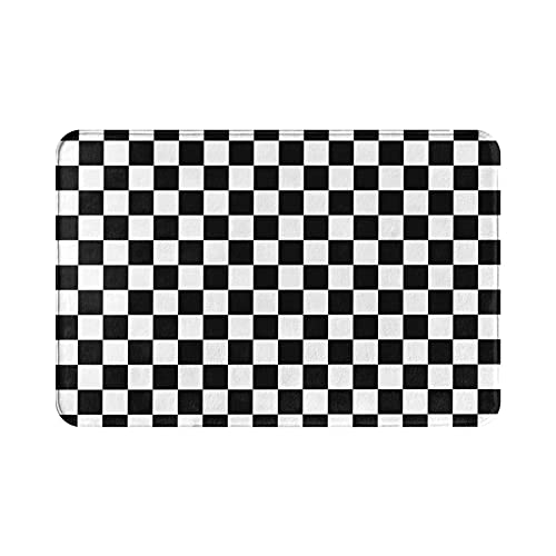 Black And White Checkered Bath Mat Rug For Bathroom Floor Plush Mats Small Bathmats Soft Washable Absorbent Shower Carpet Kitchen Sink Rugs Bathroom Decor Accessories #TOP12