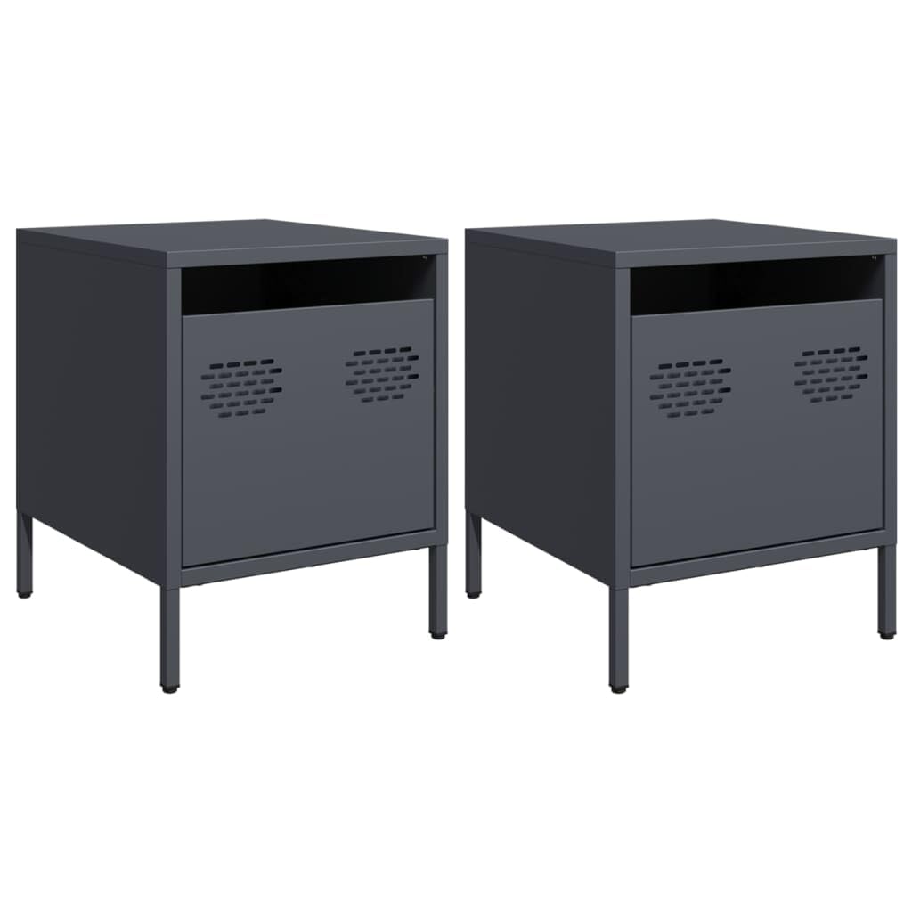 Petit meuble de nuit métallique gain de place lot de 2 tables de chevet acier