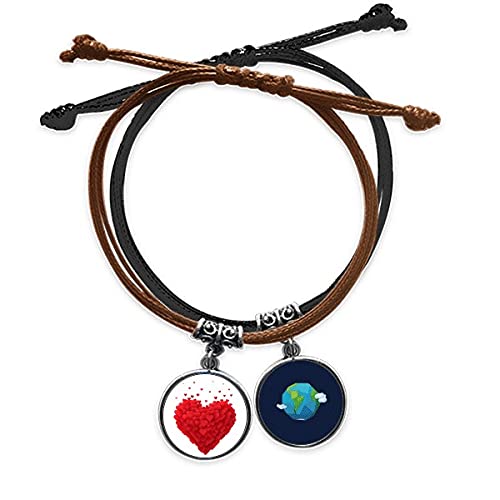 Pulsera de corazón hecha a mano con cuerda roja de San Valentín y cuero natural