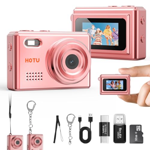 HOTU Mini Keychain Digital Camera, Y2K Pocket-Size Mini Camera, 2MP 1080P Small Camera with 32GB...
