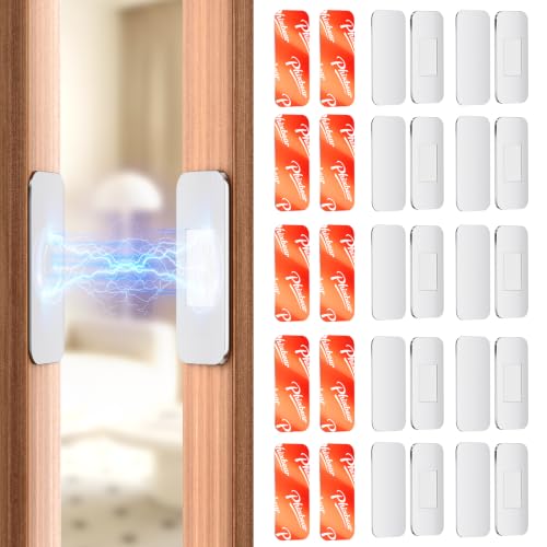10 Pack No Drill Magnetic Cabinet Door Catch with Adhesive – Stainless Steel, Strong Hold Child Safety Lock for Kitchen Cabinets, Bathroom, RV – Drawer Magnets