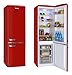 Amica KGCR 387 100 R Retro Kühl-/Gefrierkombination / Chili Red (Rot) / 181cm (H) x 55cm (B) x 62cm (T) / Retro-Design / Kühlschrank mit Gefrierfach
