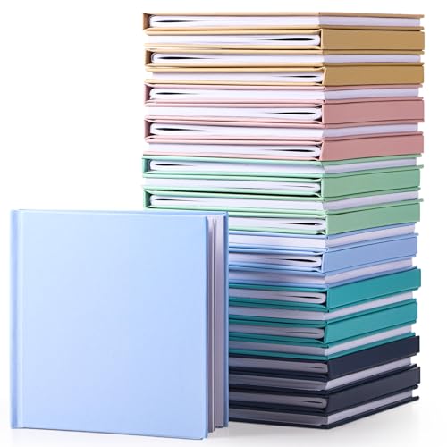 Ireer 24 Pcs Hardcover Blank Book Bulk Small Sketch Pad to Write Stories Blank Notebooks for Journaling Sketching Writing DIY Crafts Supplies 72 Pages(5 x 5 Inch,Morandi Color)